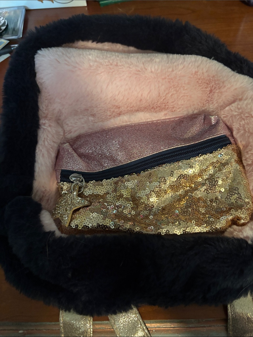 Women’s Pink and Gold Sequin Tote Bag